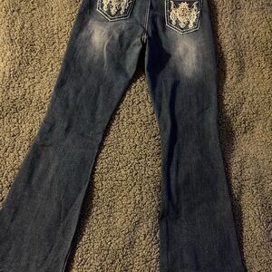 Elegant Dark Blue Flare Jeans